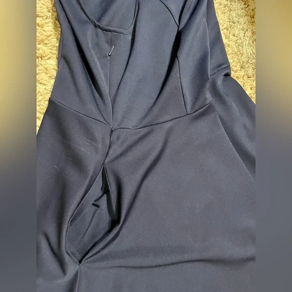 Worn once! One shoulder Navy fit and flare dress WITH POCKETS- women’s 2XL - Picture 4 of 12